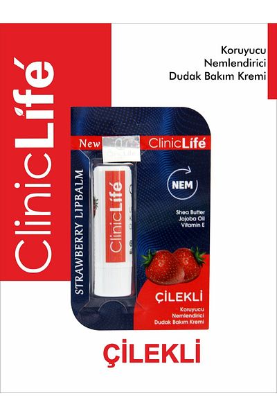 cliniclife Lip Care Cream 4,8gr, Strawberry Lip Care Moisture Strawberry Lip Balm with Natural Oils