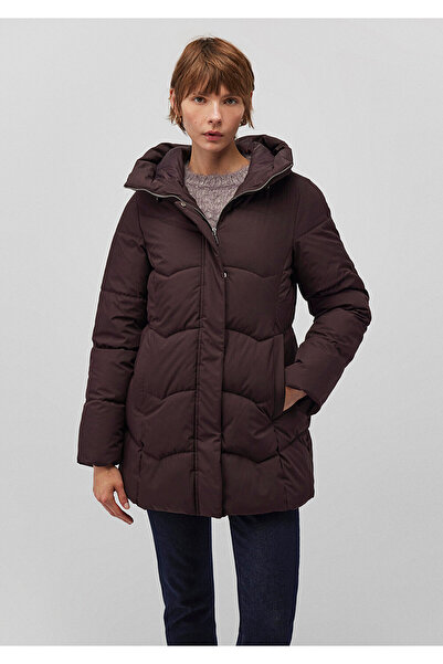 Mavi Kapüşonlu Kahverengi Şişme Mont 1110439-88083