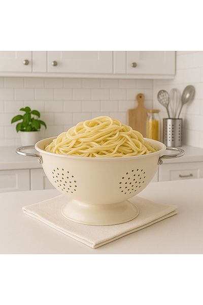 Hanedan Cream Colored Metal Stylish Strainer