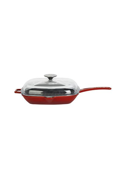 Lava 26x26cm Square Grill Pan - Glass Lid, Iron Solid Handle Casting