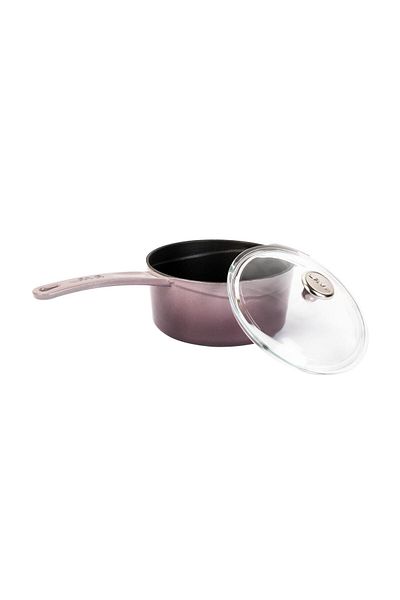 Lava Cast Round Sauce Pot with Glass Lid, Metal HandleGlaze Series Diameter (ø16 Cm