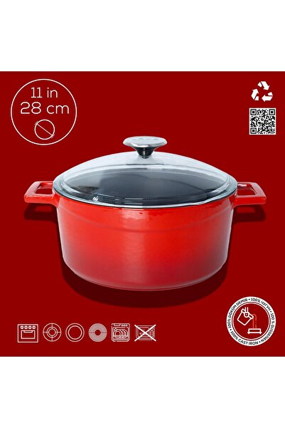 Lava Cast Round Pot with Glass LidGlaze Diameter(Ø)24cm