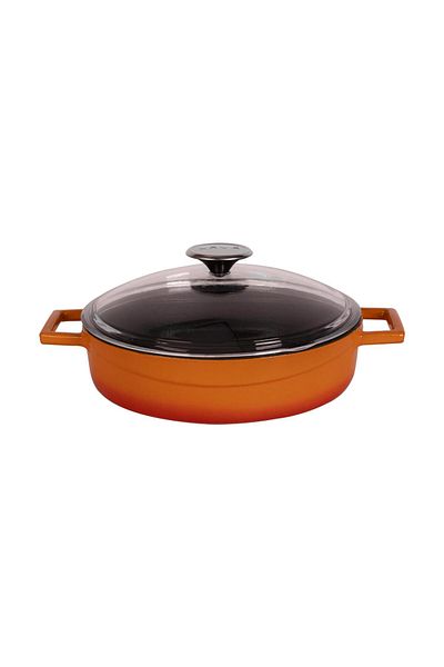 Lava Cast Iron Multi-Purpose Spring PotGlaze Series Diameter(Ø)24cm- Red