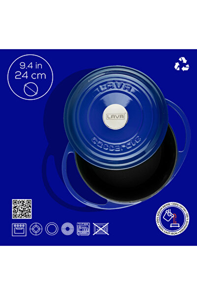 Lava Döküm Yuvarlak Tencere Döküm Demir Kapak Heritage Serisi Çap(Ø)24cm