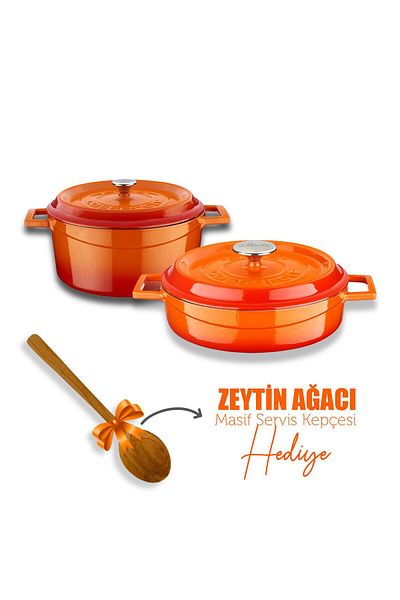 Lava Cast Round Deep And Shallow 5 Piece Cookware Set