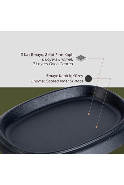Lava Döküm Oval Fajita Tabağı Ölçü 12x19cm.
