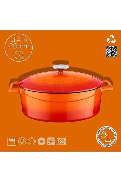 Lava Döküm Oval Tencere. Folk Serisi Ölçü 23x29cm.