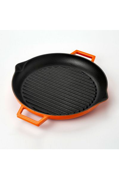 Lava Cast Round Grill Pan Cast Iron Solid Double Handle Diameter(Ø)26cm