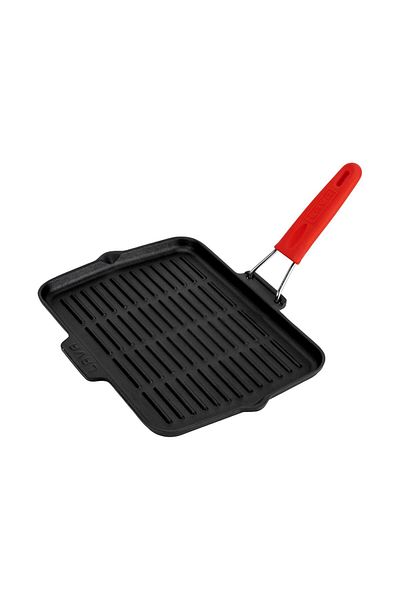Lava Cast Rectangular Shallow Grill Pan with Silicone Wire Handle Size 21x30cm