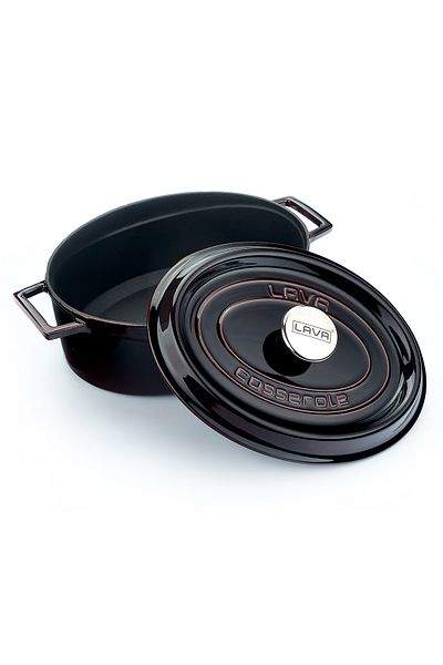 Lava Cast Oval Pot Cast Iron Uniform Handle Premium Series Size 23x29cm