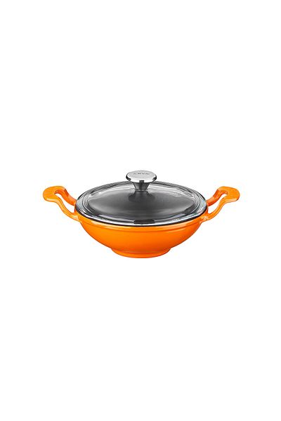 Lava Cast Mini Wok with Solid Handle and Glass Lid Diameter(Ø)16cm