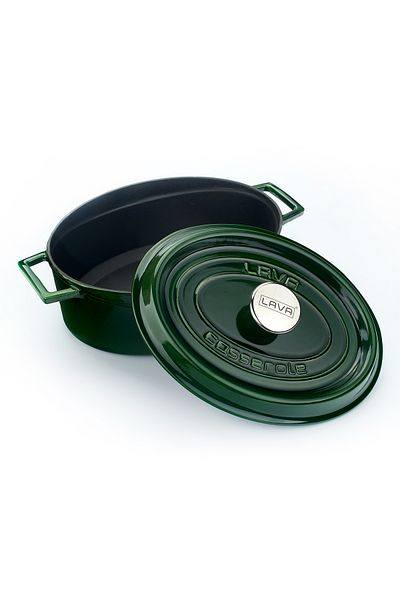 Lava Cast Oval Pot Cast Iron Uniform Handle Premium Series Size 23x29cm