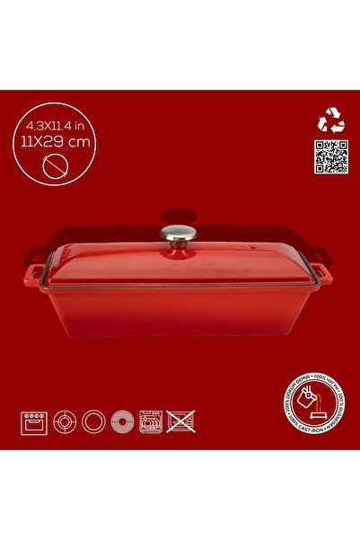 Lava Döküm Ekmek Tenceresi / Terrine Serisi. Ölçü 11x29cm.