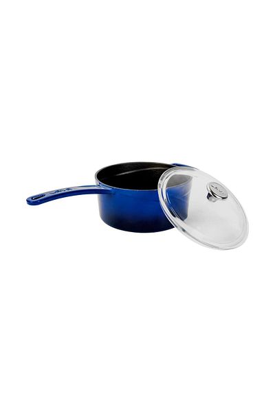 Lava Cast Round Sauce Pot with Glass Lid, Metal HandleGlaze Series Diameter (ø16 Cm