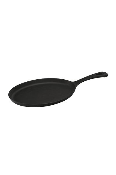 Lava Cast Oval Fajita Plate Cast Iron Solid Handle Size 17x23cm.