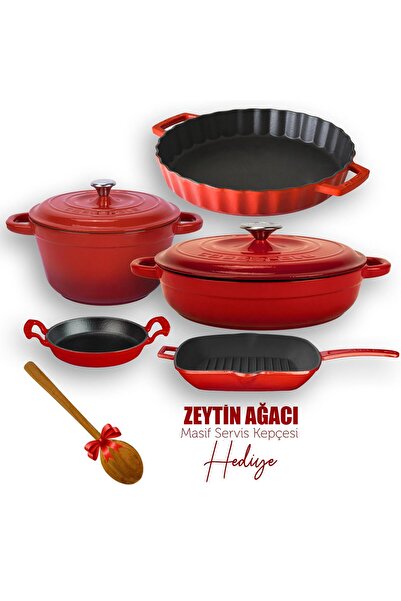 Lava Döküm 5x New Heritage Serisi Döküm Demir Tencere & Tava Seti