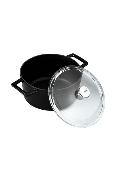 Lava Cast Round Pot with Glass LidGlaze Diameter(Ø)20cm