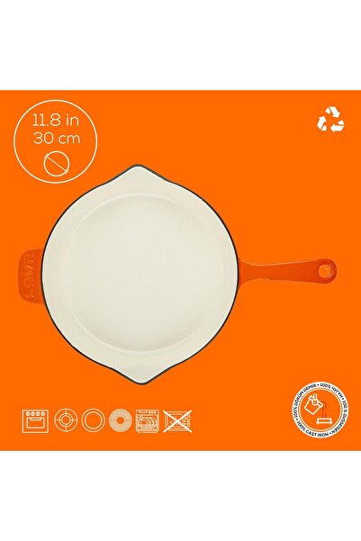 Lava Döküm Yuvarlak Kızartma Tavası Döküm Demir Yekpare Saplı Edition Serisi Çap(Ø)30cm.