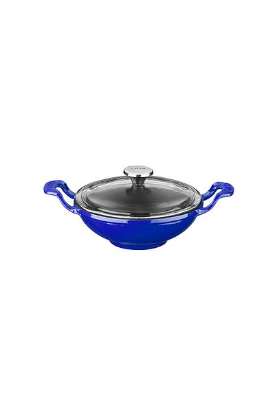 Lava 16cm Cast Mini Wok - Solid Handle, Glass Lid