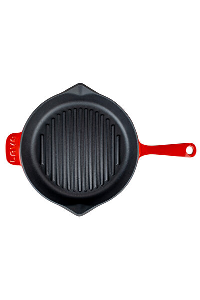 Lava Döküm Yuvarlak Izgara Tava Döküm Demir Yekpare Saplı Çap(Ø)28cm.