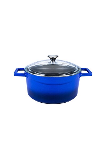 Lava Döküm Yuvarlak Tencere Cam Kapaklı. Glaze Çap(Ø)24cm.