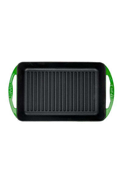 Lava مقلاة شواء مستطيلة من الحديد الزهر بمقبض صلب مقاس 22 × 32 سم