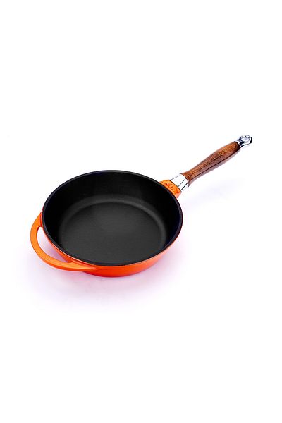 Lava Cast Round Frying Pan Cast Iron Detach - Plug in Wooden Handle Diameter(Ø)24cm