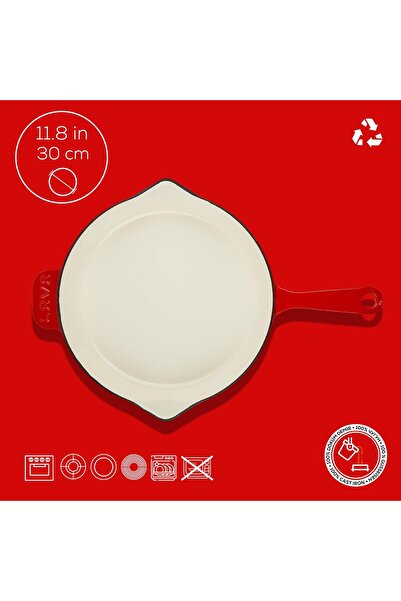 Lava Döküm Yuvarlak Kızartma Tavası Döküm Demir Yekpare Saplı Edition Serisi Çap(Ø)30cm.