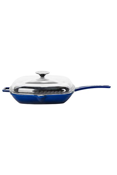 Lava 28x28cm Cast Square Grill - Glass Lid, Iron Solid Handle Cast Pan