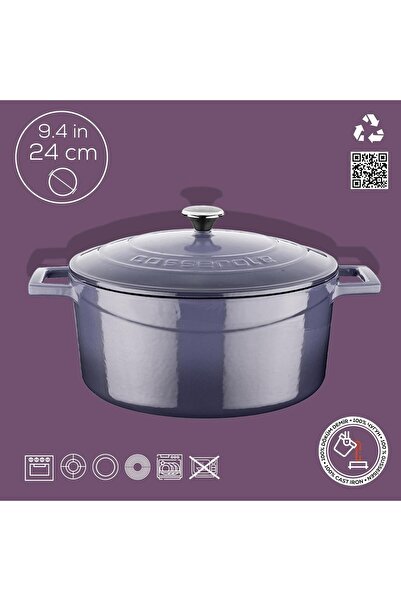 Lava Döküm Yuvarlak Tencere. Folk Çap(Ø)24cm.