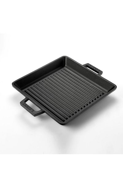 Lava Cast Square Grill Pan Cast Iron Solid Double Handled Dimension 26x26cm.