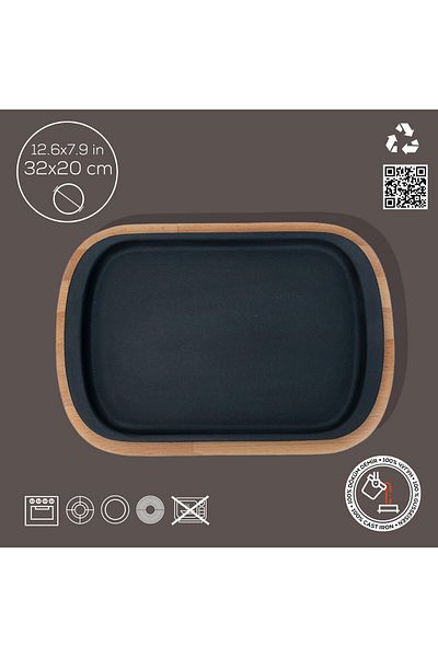 Lava 32X20Cm Rectangular Serving Plate and Beech Wood