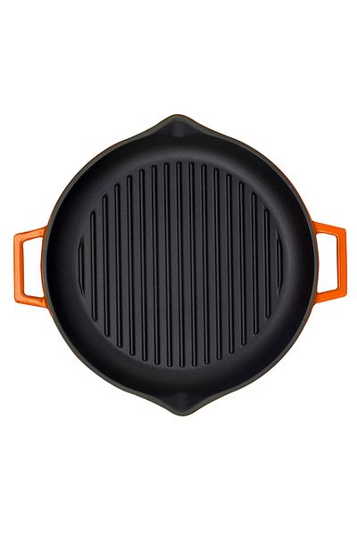 Lava Cast Round Grill Pan Cast Iron Solid Double Handle Diameter(Ø)30cm