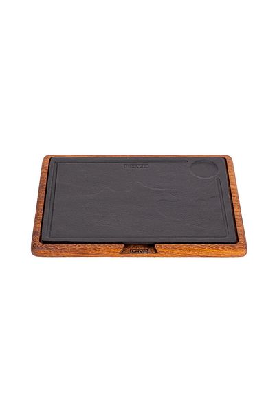 Lava Cast Wood And Cast Iron Hot Plate Serving BoardSize 24x33cm