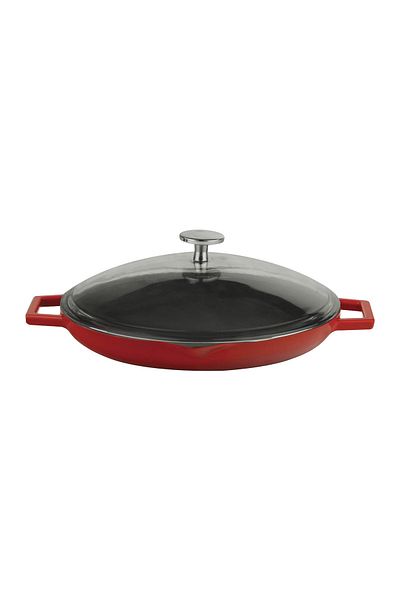 Lava Cast Round Frying Pan with Glass Lid Cast Iron Solid Double Handle Diameter(Ø)26cm