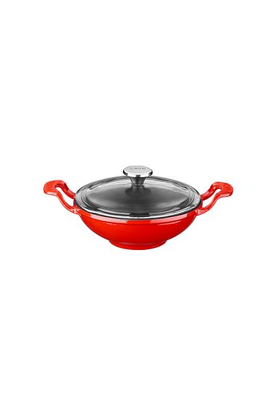 Lava Cast Mini Wok with Solid Handle and Glass Lid Diameter(Ø)16cm