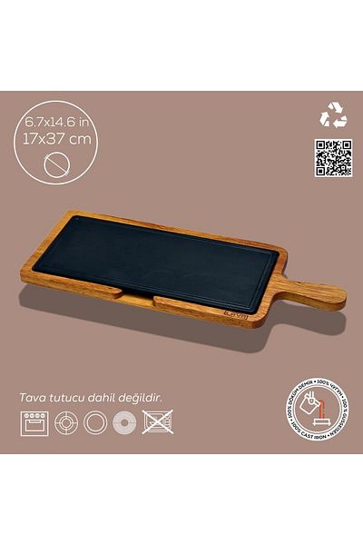Lava Cast Wood And Cast Iron Hot Plate Serving BoardSize 17x37cm