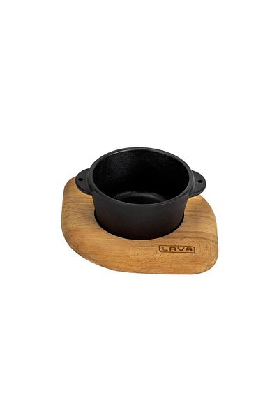 Lava 8cm Cast Round Souffle - Sauce Container and Wooden Base