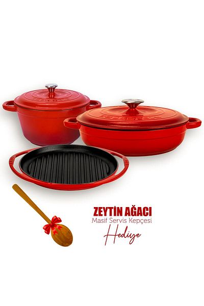 Lava Cast Iron 3x gr Grill Pan & New Heritage Series Pot Set Limited Edition Special Series