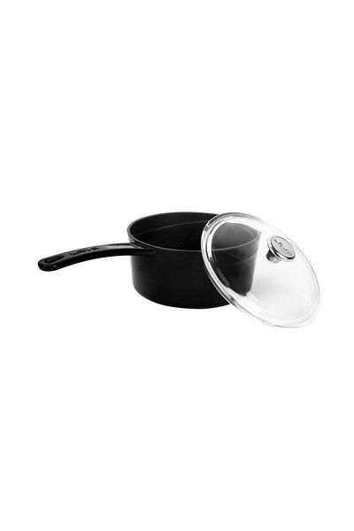 Lava Cast Round Sauce Pot with Glass Lid, Metal HandleGlaze Series Diameter (ø16 Cm