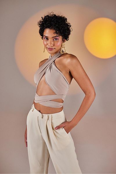 HOLLY LOLLY Wrap Top Μπεζ