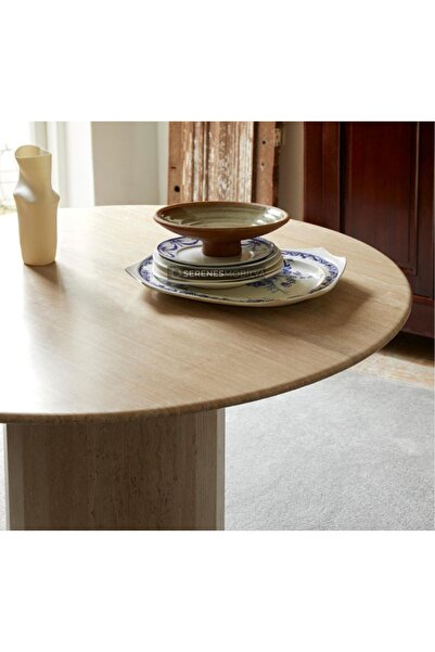 ENESES Doğal Traverten Masa (NATUREL) 100 Çap