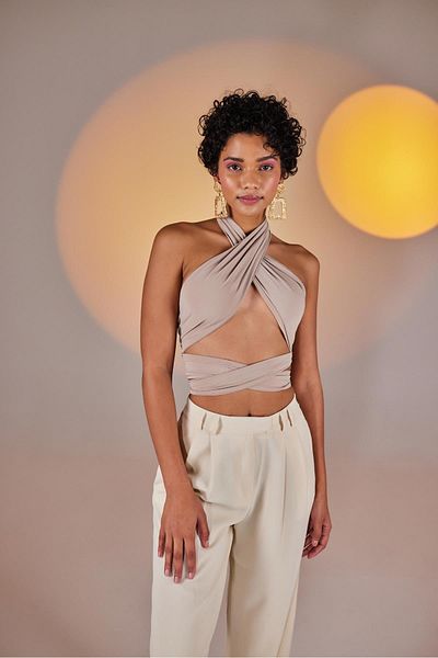 HOLLY LOLLY Wrap Top Μπεζ