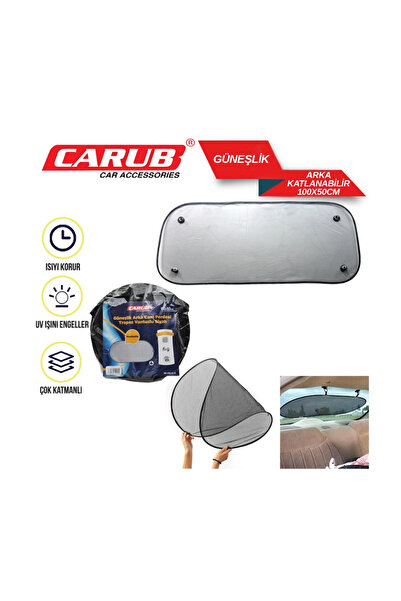 Carub Rear Window Curtain Oval Suction Cup Black 100X50 cm Br4954002