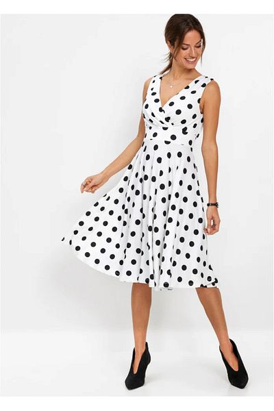 Şans Rochie de damă, mărime mare, cu model, înfășurată în spate, cu talie elastică 65n19620