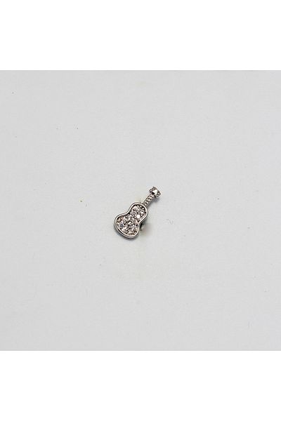 Piercing by Sever Stone Guitar Music Steel Piercing Silver/Silver Color and Transparent Stone (Targus Helix Conch Flat)