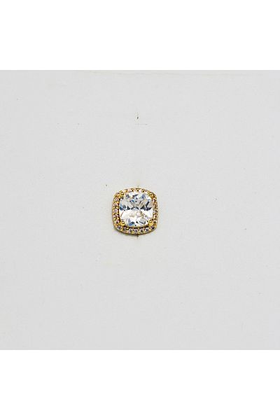 Piercing by Sever SQUARE LARGE MODEL STEEL PIERCING... GOLD/GOLD COLORED and CLEAR STONE (TARGUS HELIX CONCH FLAT)