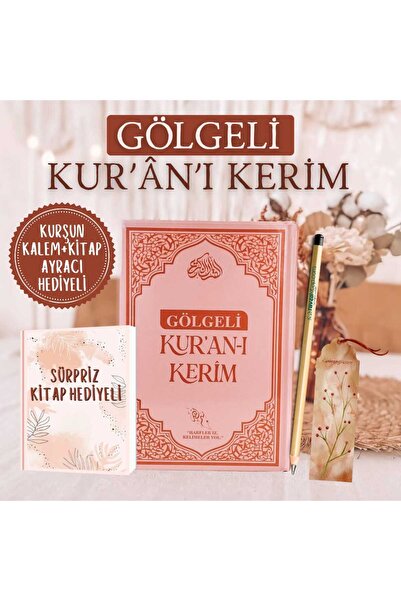 Ravza Yayınları Gölgeli Kurani Kerim Pembe Kalem Hediyeli Orta Boy 17*24 Cm