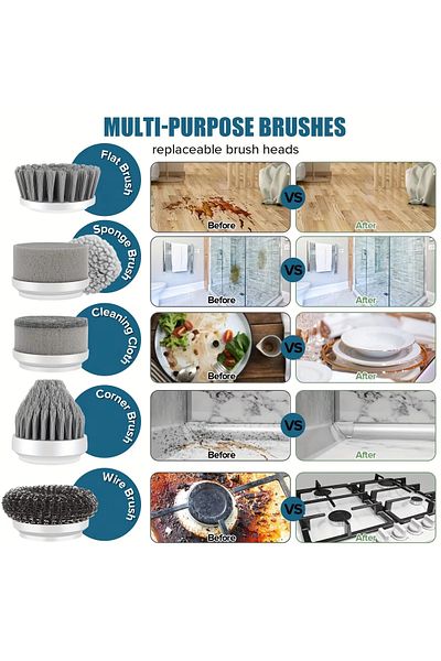 Deerma 6 In 1 Electric Spin Scrubber Bathroom Cleaning Brush Power Scrubber Electric Cleaning Brush