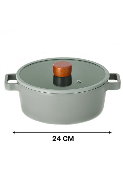 Prima Nova Fika Glass Covered Aluminum Casting Pot 24cm Gray